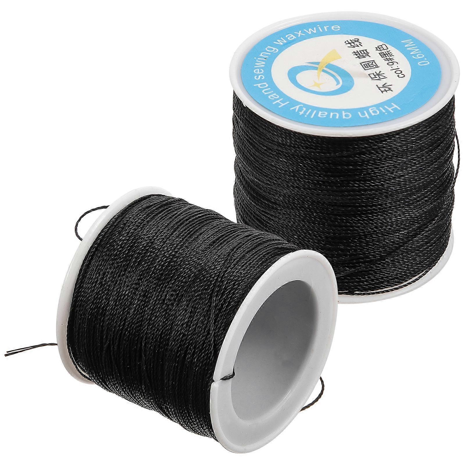 Waxed Thread For Hand Sewing 2Pcs Durable Stitching Threads For Crafting Handmade Projects Black Color