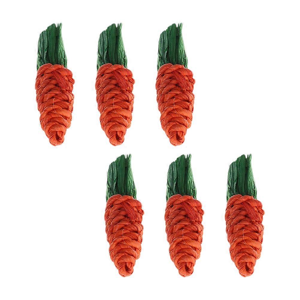 Hamster Exercise Chew Toy 6Pcs Carrot Shape Small Animals Daily Life Red Cotton Rope Teeth Grinding