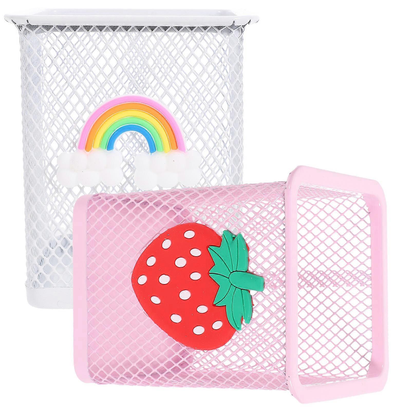Desk Pen Organizer with Metal Material for Storage Assorted Color 2pcs