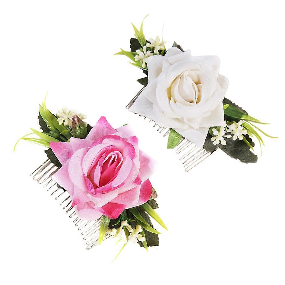 2Set Floral Hair Combs Wedding Headpiece For Brides Romantic Style 12X7X3CM Suitable For Special Occasions
