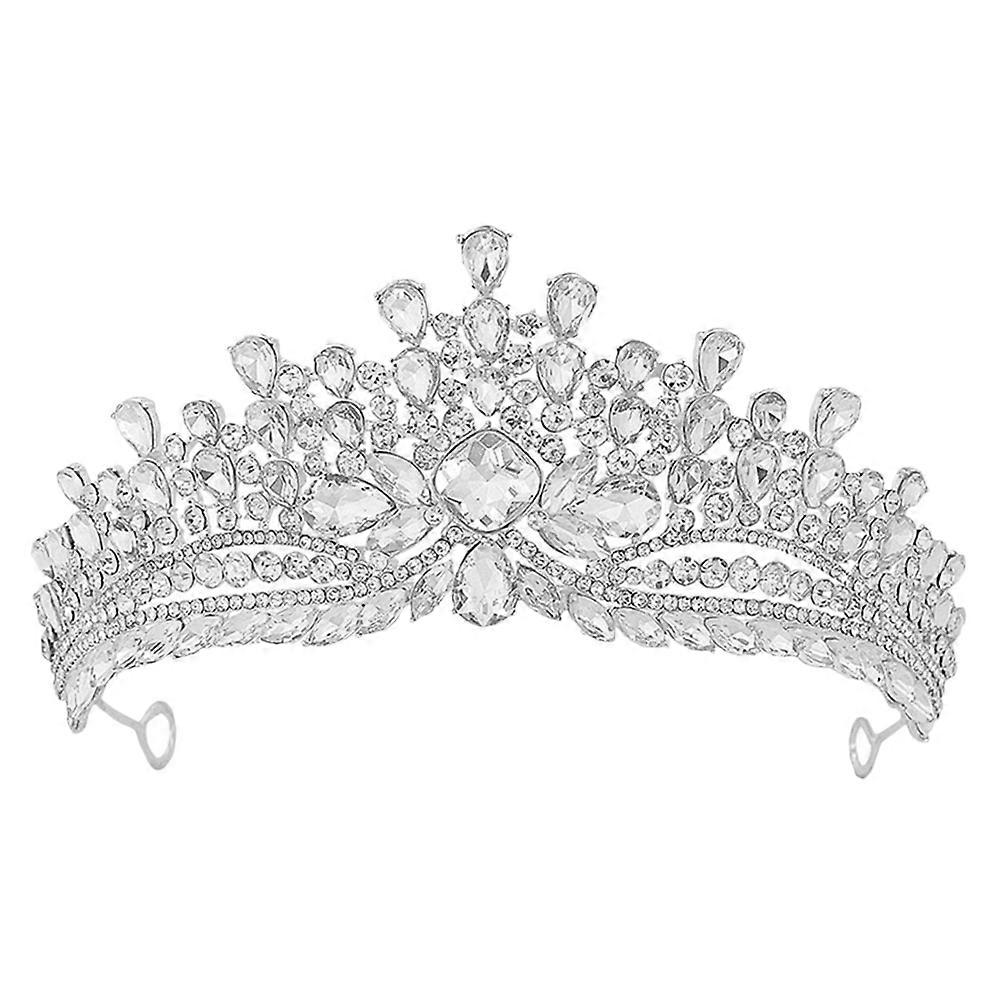 Bridal Tiara Silver Rhinestone Crown for Decor Featuring Versatile Usage