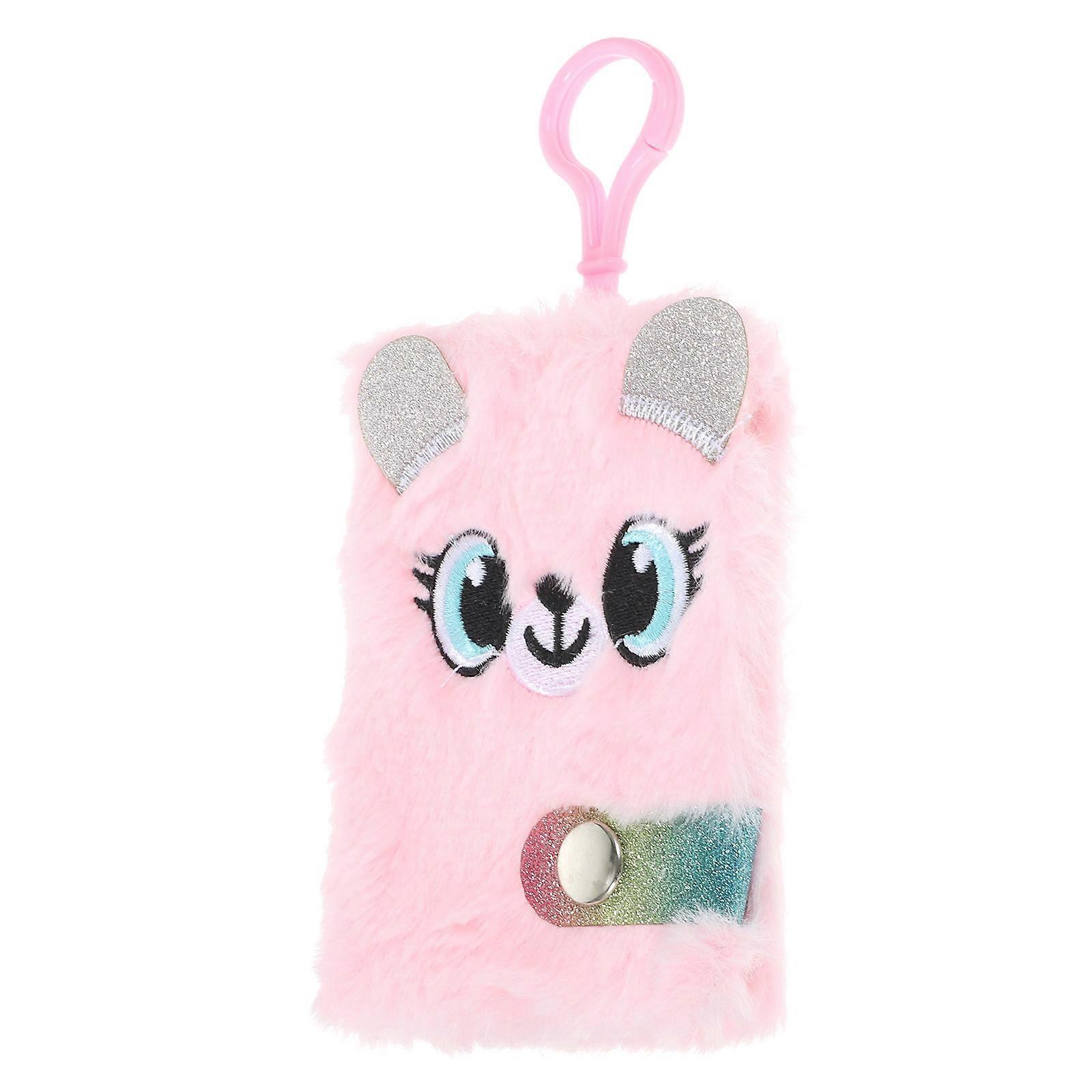 Portable Pink Plush School Hanging Diary for Daily Use, Creative Design, Ideal for Students, 8.5 x 6.5 Inches