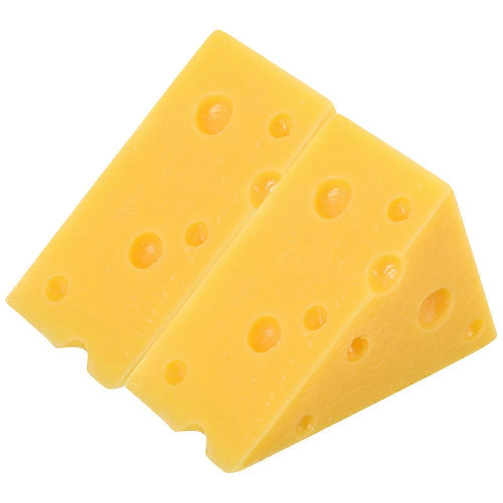 2pcs Realistic Triangle Cheese Models Decorative Ornament for Bakery Display Home Decor Lightweight Faux Food Props for DIY Projects Photography