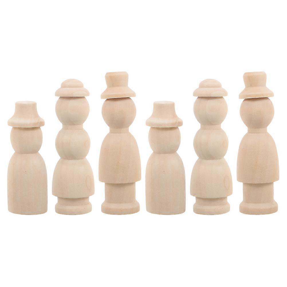 6pcs Unfinished Wooden Peg Dolls Natural Craft Figures for DIY Painting Home Decor Lightweight Durable Easy Personalization