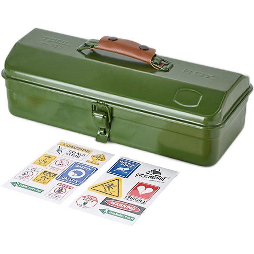 Metal Tool Box, Multifunctional Tool Box Made of Iron, Portable Tool Box Stickers, Tool Storage Box, Container for Tool Storage Green