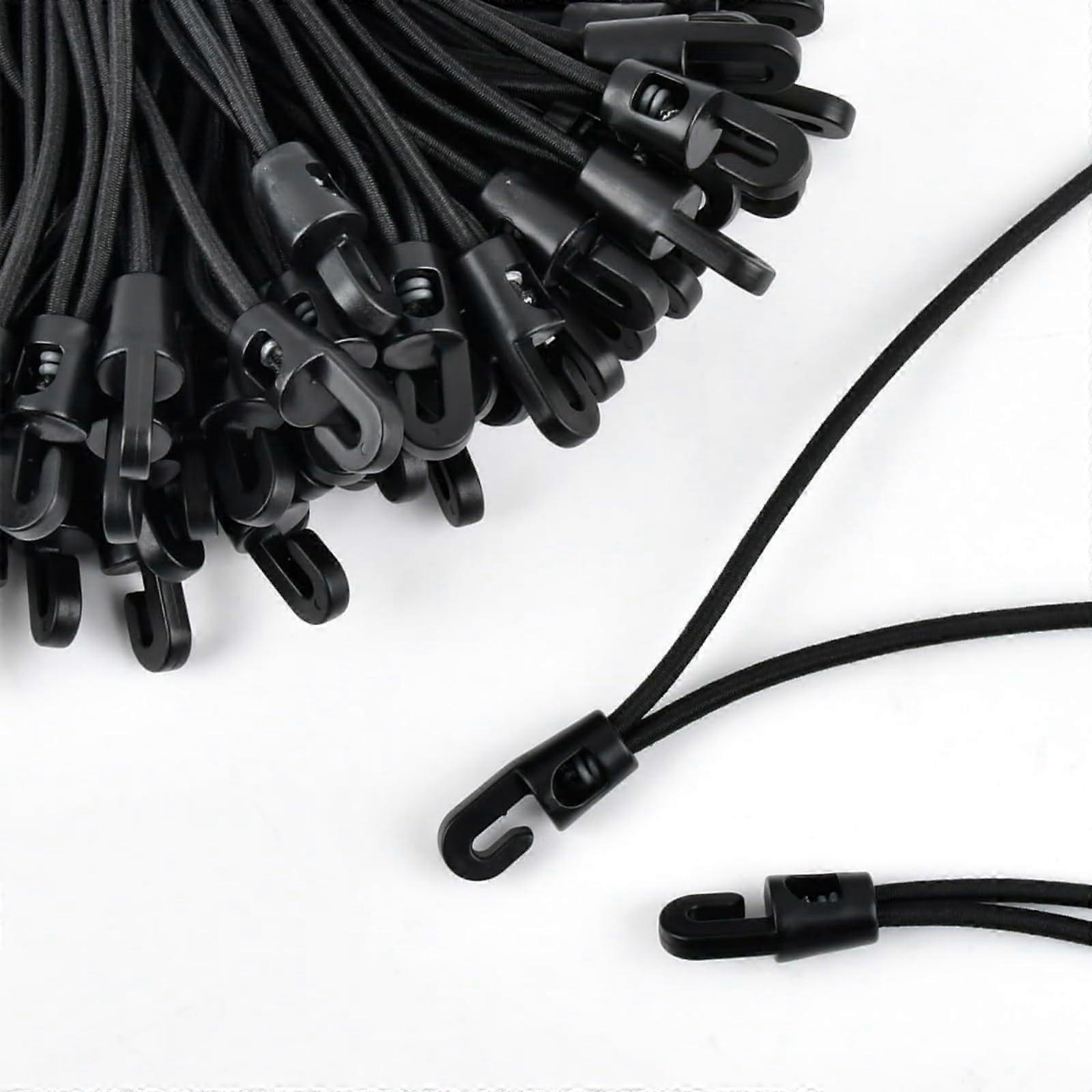 Pack of 20 Elastic Straps with Hooks, 26 cm Heavy-Duty Rubber Tensioners for Tarpaulins, Tents, and Bikes