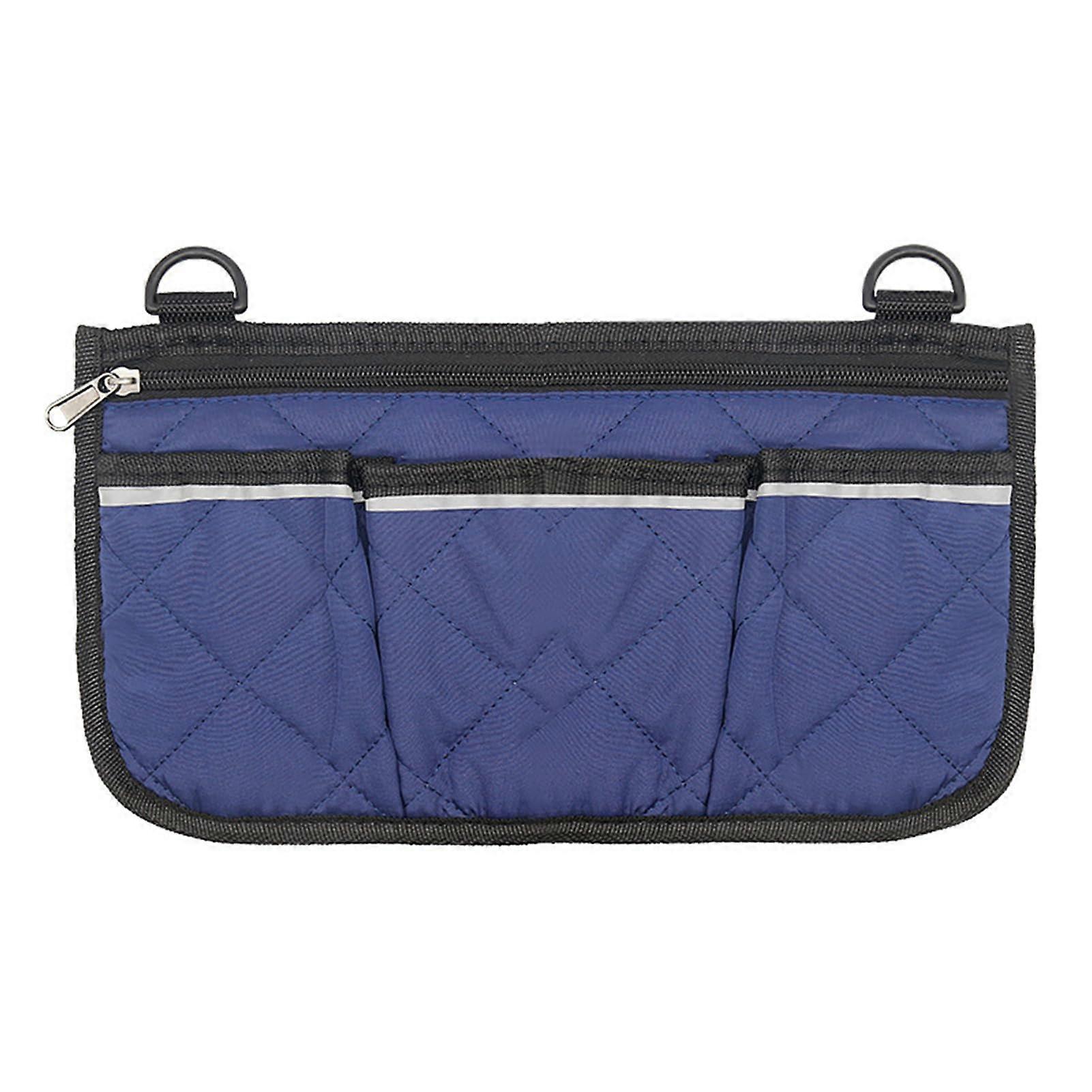 Waterproof Wheelchair Armrest Handbag, Safe and Stable Fabric Wheelchair Armrest Side Storage Bag, Wheelchair Side Bag, Dark Blue