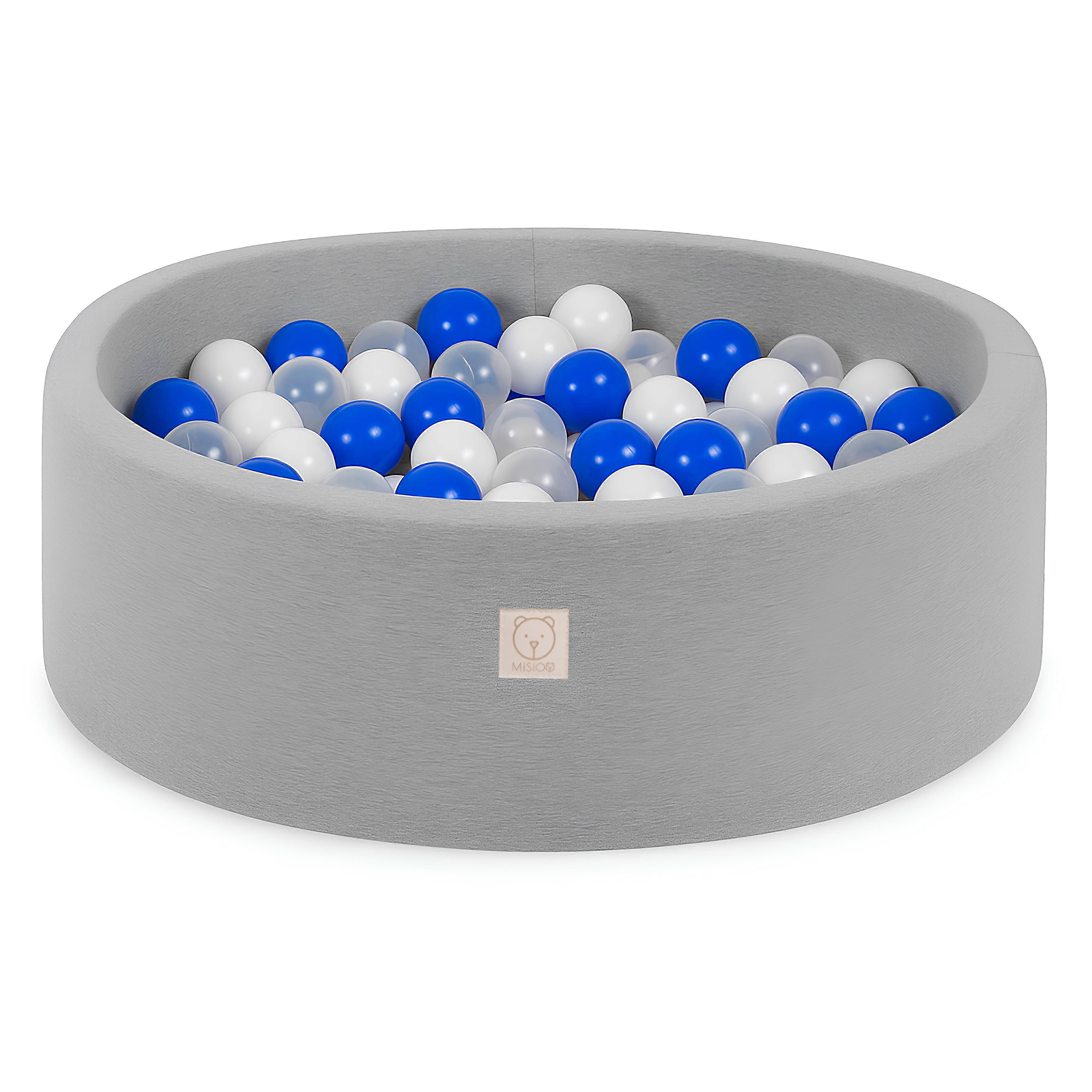 Misioo Dry Pool Round Ανοιχτό Γκρι Βαμβάκι Smart 200 Μπάλες: Λευκό Διαφανές Μπλε