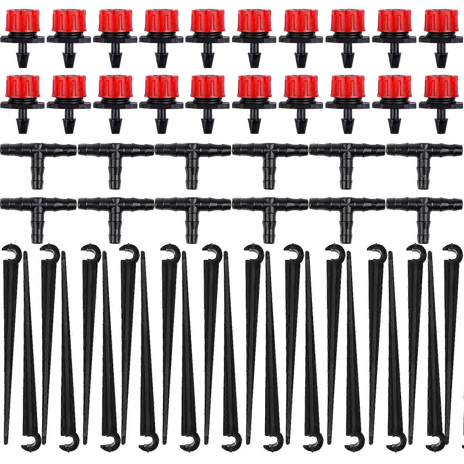 150PCS Drip Irrigation Kit Accessories for Gardens, Adjustable Micro Flow Dripper System, Automatic Plant Watering, Red