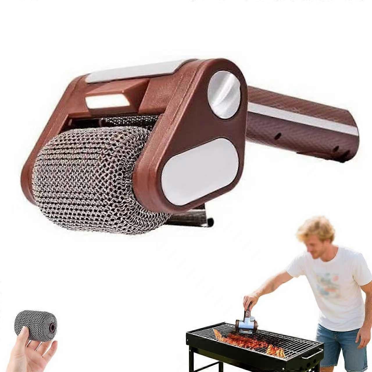 Electric Grill Brush Bristle-Free Spinning Brush Removable Wireless With LED Light For Outdoor Grills