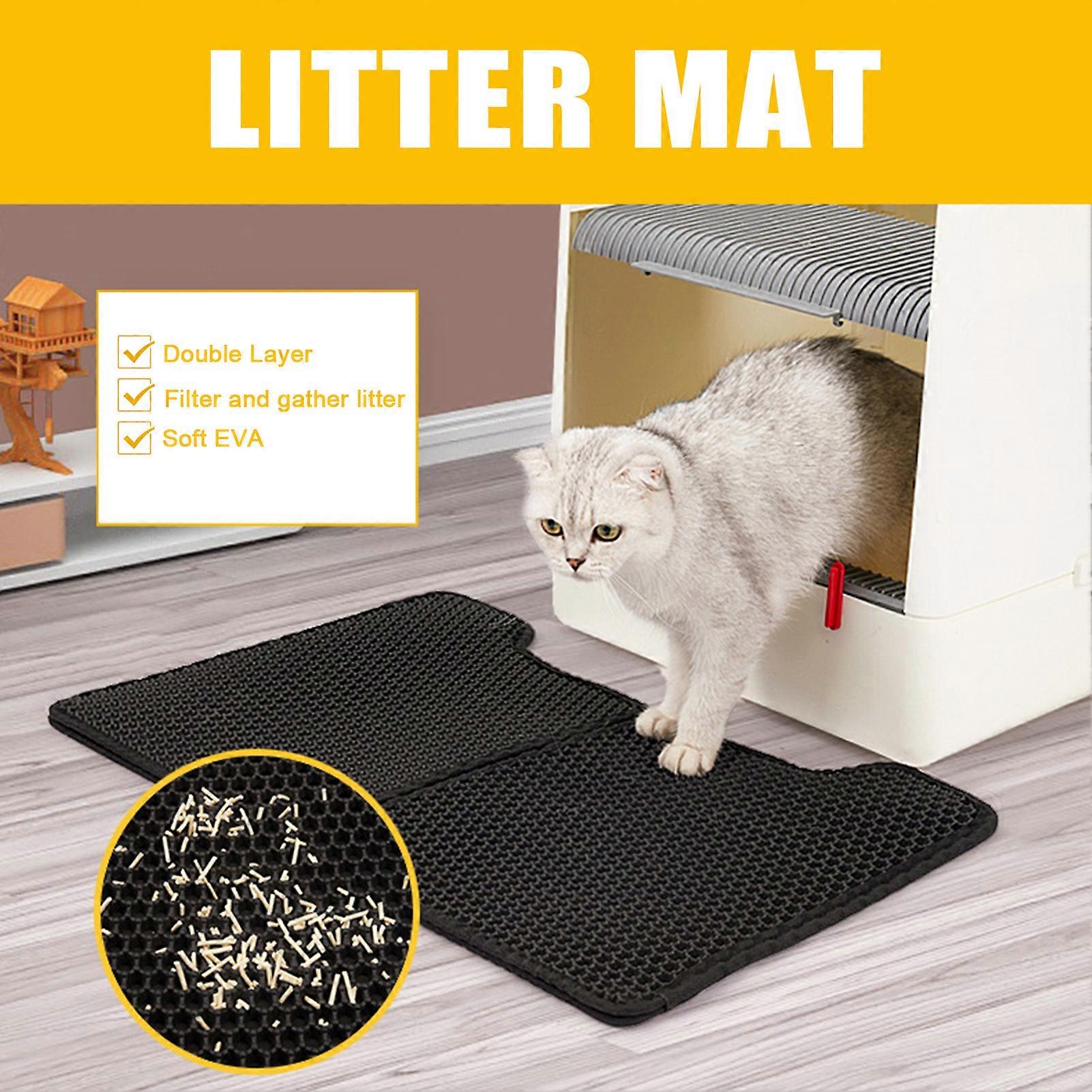 Cat Litter Mat Double Layer Foldable Mat Litter Box Rug