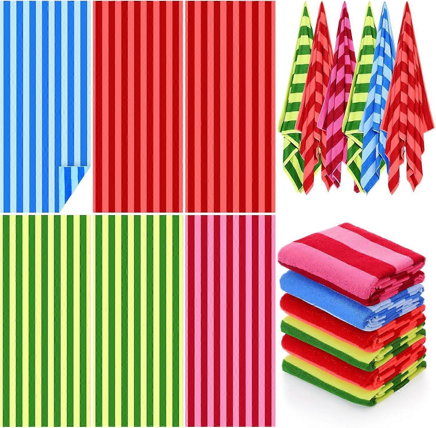 6-Piece Extra Large Microfiber Beach Towels 59 x 28 Inch Large Quick Dry Pool