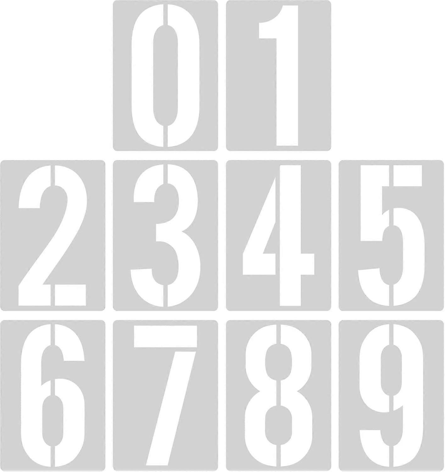 20cm (8) Large Number Stencils, 0 to 9 Number Template Plastic Reusable Curb