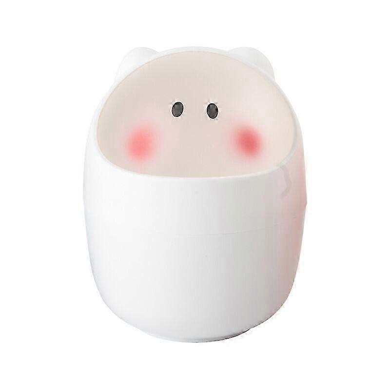 Desktop Trash Can Mini Cleaning Trash Barrel Creative Small Desktop Organizer Storage Trash Cans Pet Trash Can Paper Towel Container Pink(White)