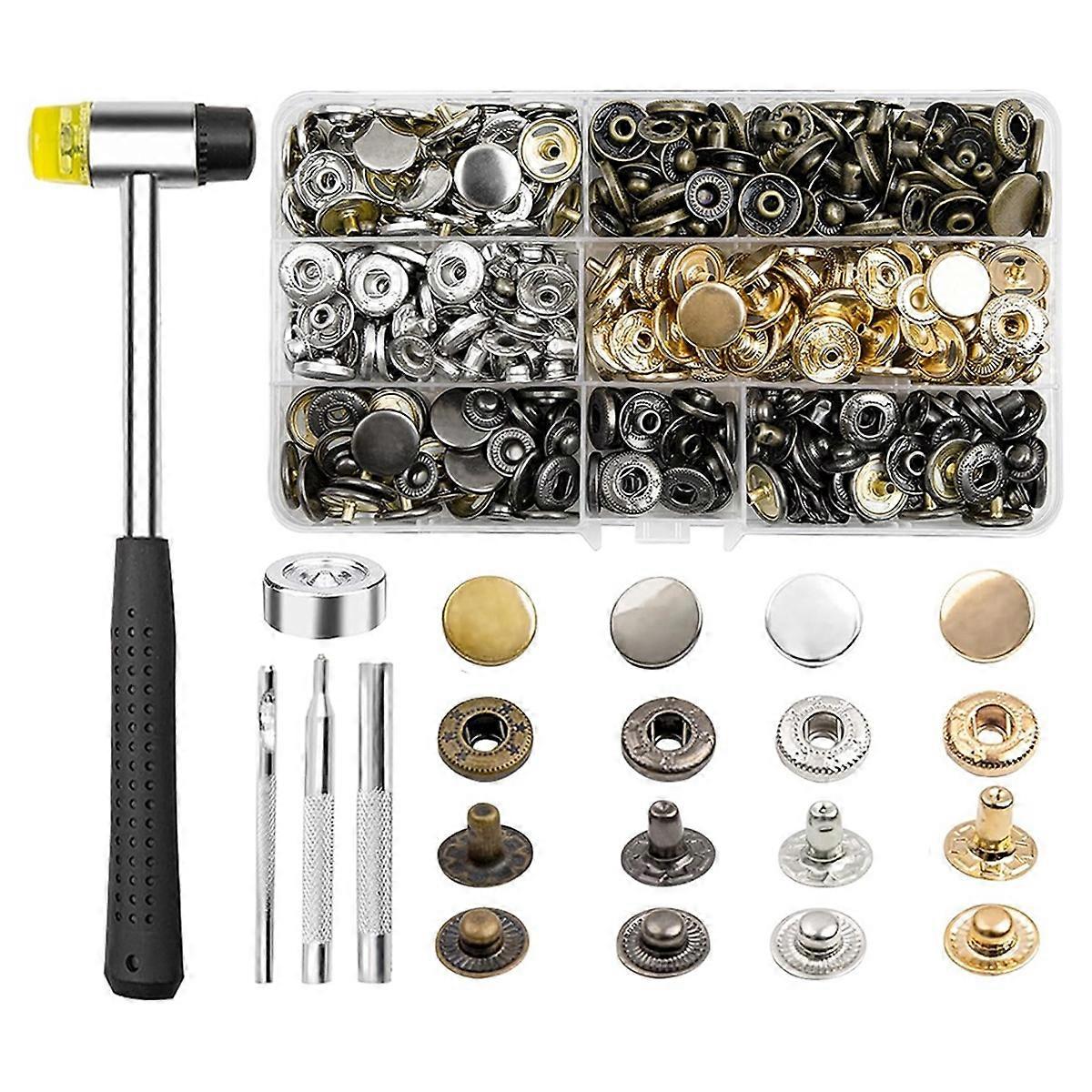 120 Sets 15mm Metal Snap Buttons Kit