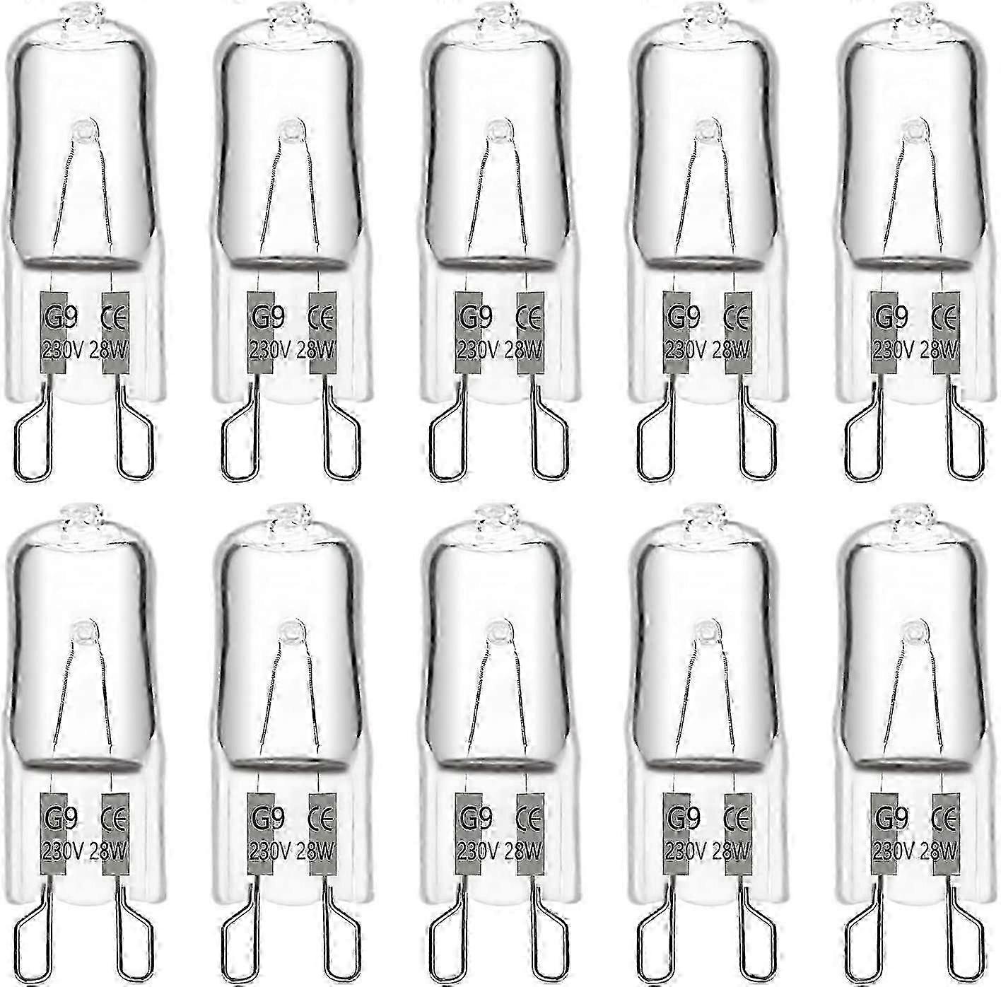 G9 נורת הלוגן 28W 230V, 370LM 2700K לבן חם ניתן לעמעום, נורות קפסולה G9, חבילה של 10