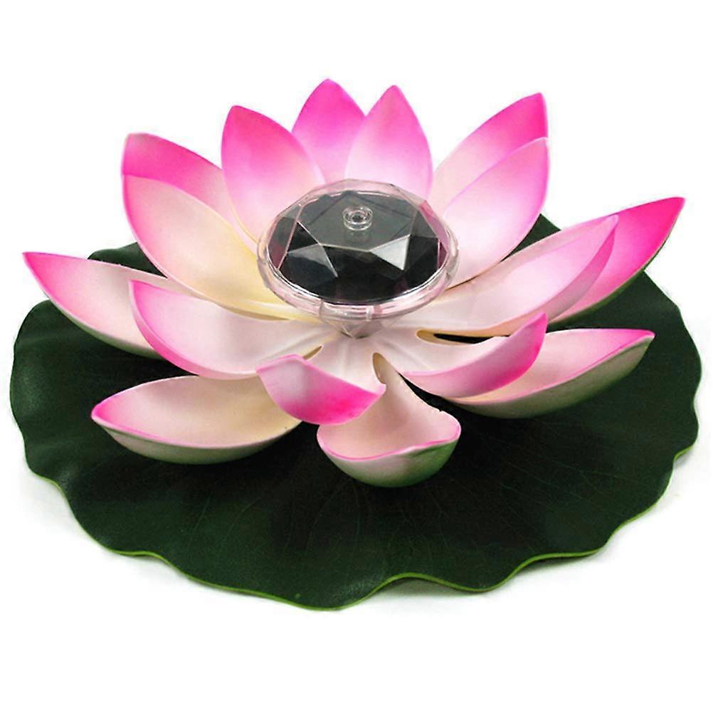 Solar-Driven Multicolored Flower Lamp for Garden Pool, 7-Color Rotating Night Light, Auto Shut-Off, Pink