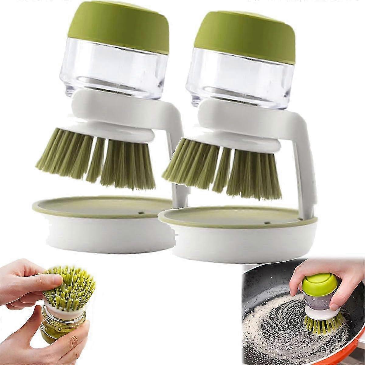 2PCS Multifunctional Pressing Cleaning Brush2-in-1 Kitchen Soap Dis...