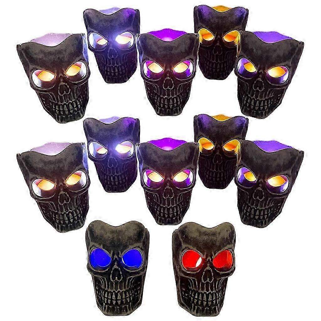 12pcs Halloween Skull Head Led Light Multifunction Light Ornament Supplies