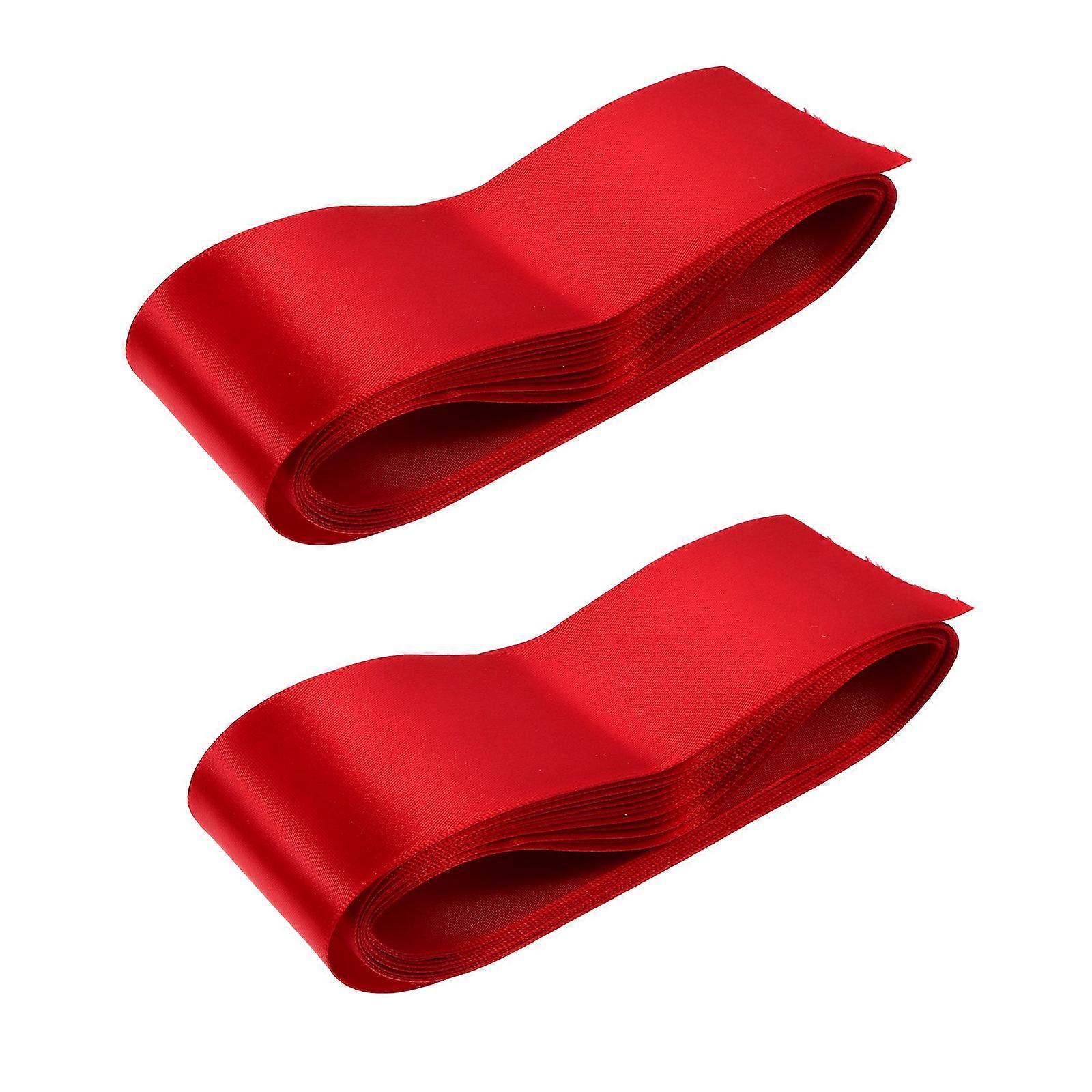 Durable Silk Fabrics Ribbon for Decoration Red Color Easy to Use and Store 2 Rolls