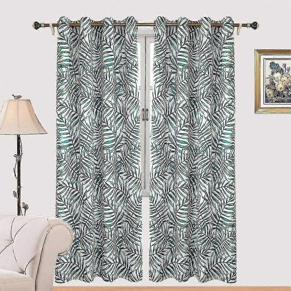 Leaf Print Polyester Blackout Curtains 132*160CM