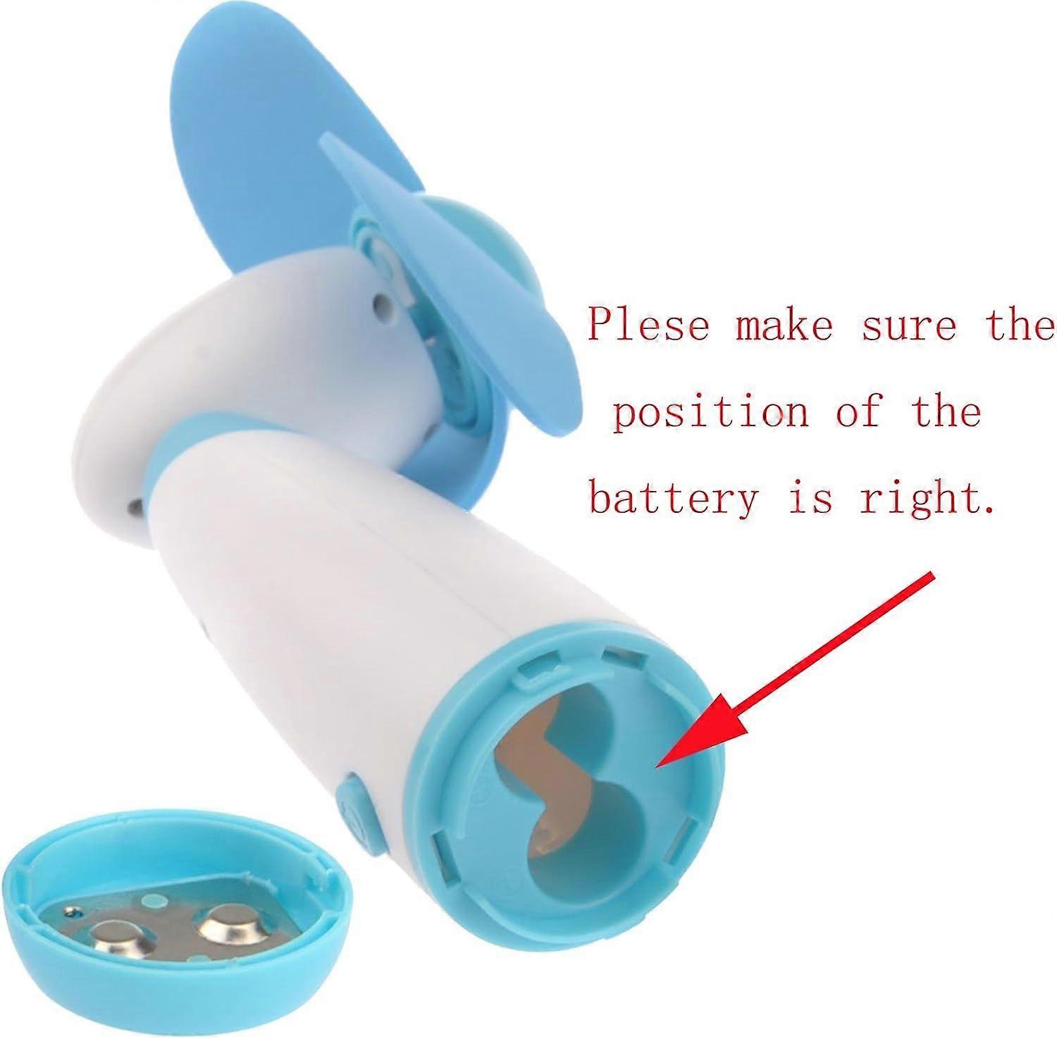 Mini Handheld Fan Personal Fan Battery Soft Foam Blades Powered for Home and Travel 2PC(green)