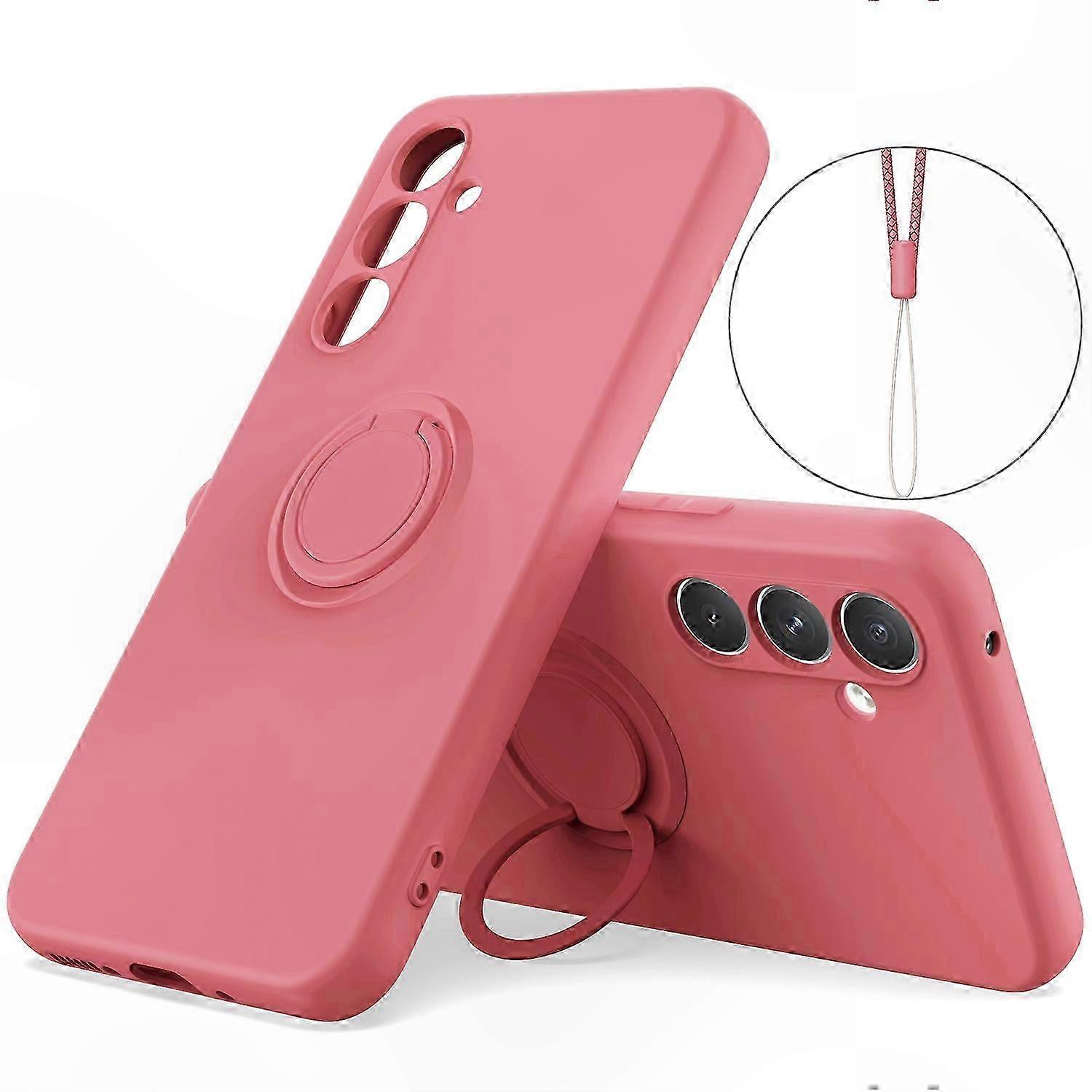 Silicone Case with Strap Ring Kickstand for 5G Smartphones
