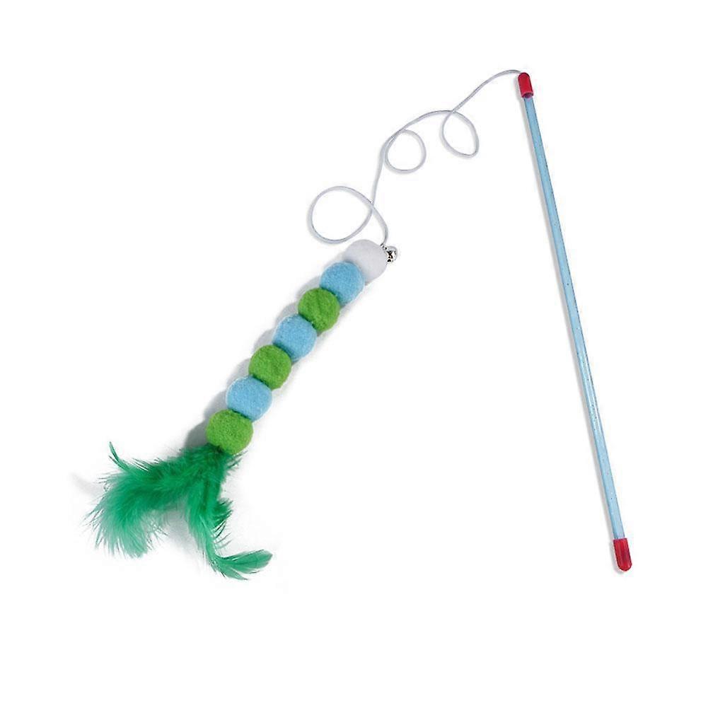 Feather Ball Cat Teaser Kitten Toy Dangle Bell Interactive Play Toys
