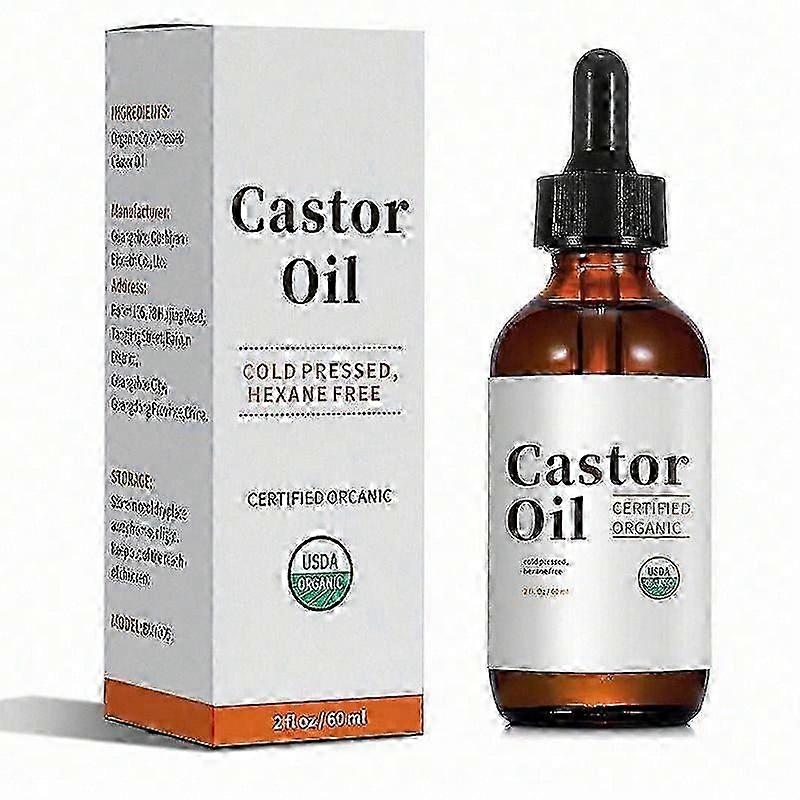 Organic Cold Pressed Castor Oil, Hexane-Free, Pure Formula for Hair, Lashes, Brows & Skin Hydration