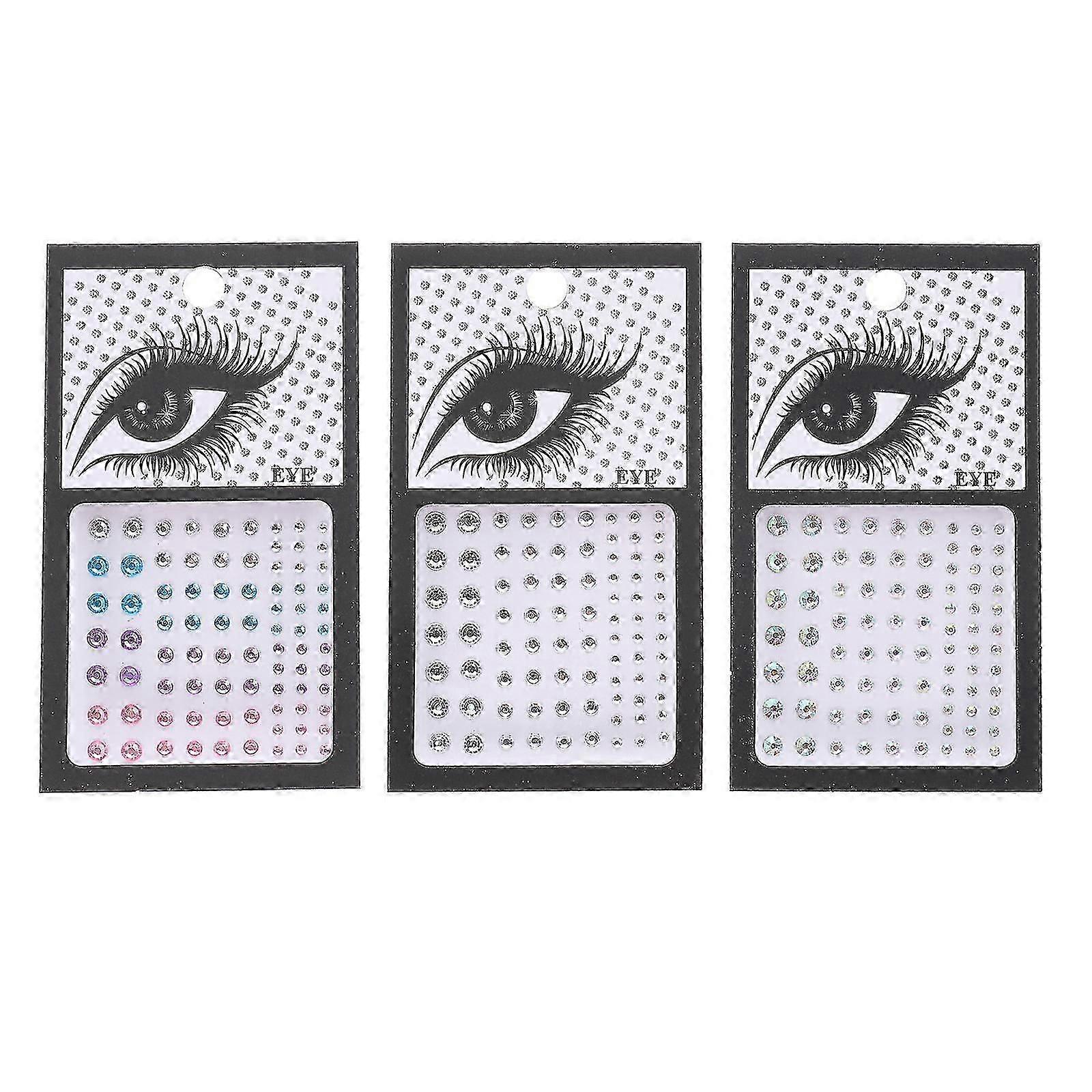 3 Sets of Self-adhesive Face Gems Stickers Decorative Eye Gems Jewels Exquisite Face Decals