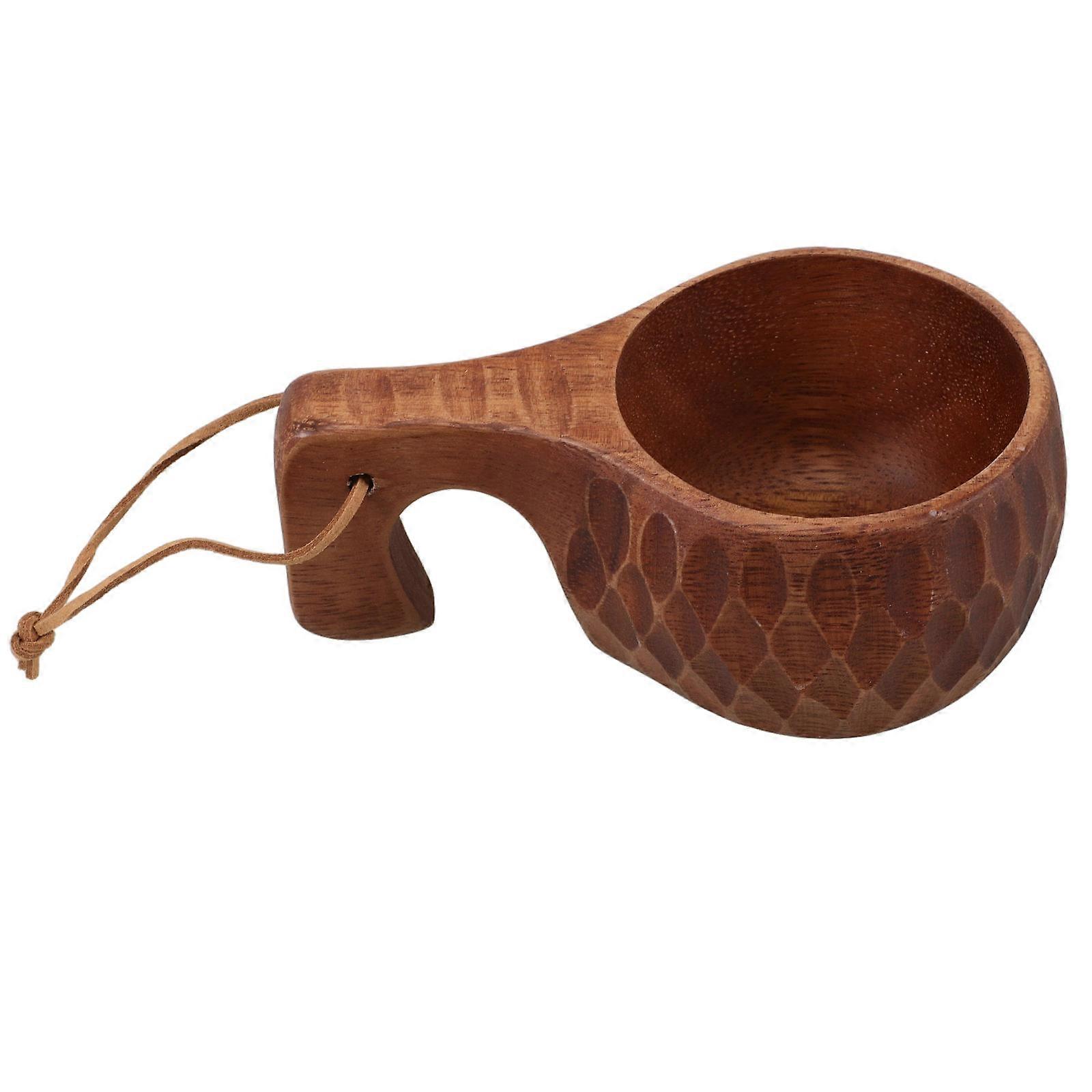 Brown Wood Milk Cup for Beverage Drinking 3Pcs Wooden Travel Mug Set