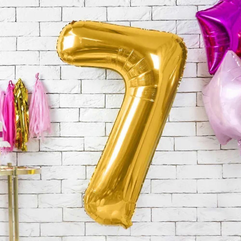 Large Gold Number 7 Balloon
