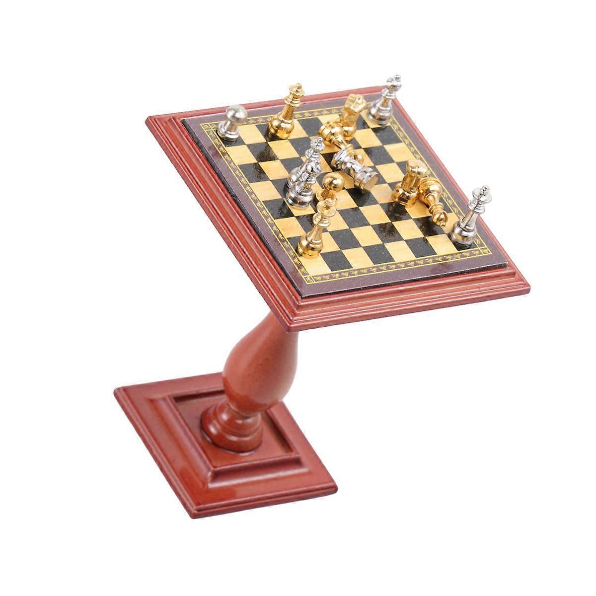 Mini Chess Set Chess Table for Decoration 1Pcs Mini Room Accessory Ornament