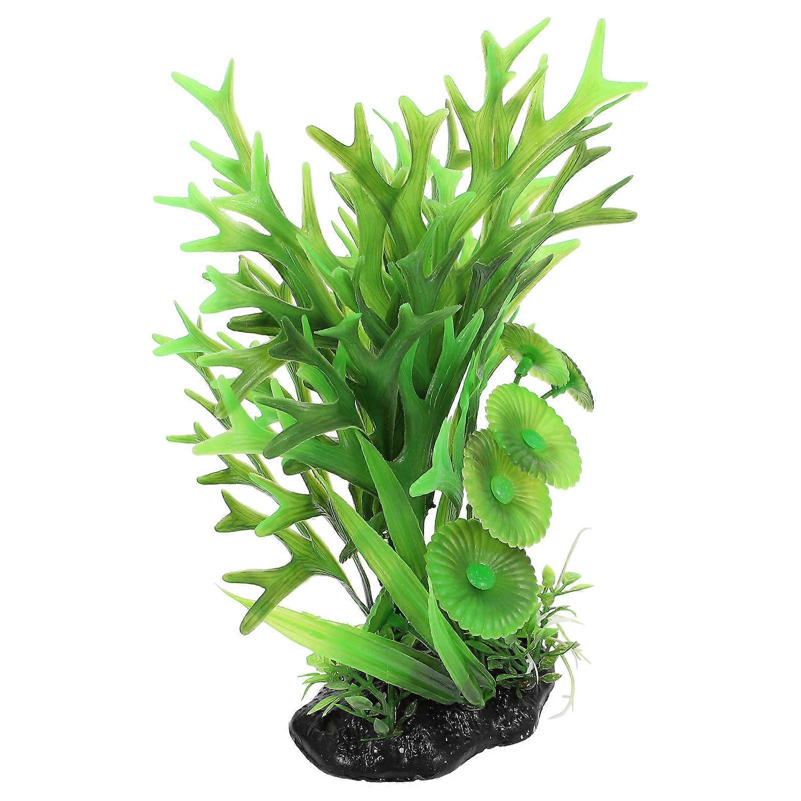Reptile Tank Plant Ornament Simulation Plant for Fish Tank 1Pcs Green Model