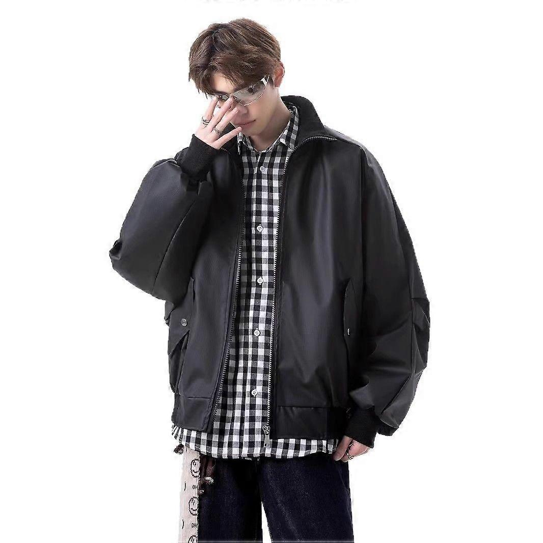 American Cleanfit Casual Jacket For Men, Spring And Autumn, With A High-End, Cool And Stylish Pu Leather Jacket With A Stand-Up Collar