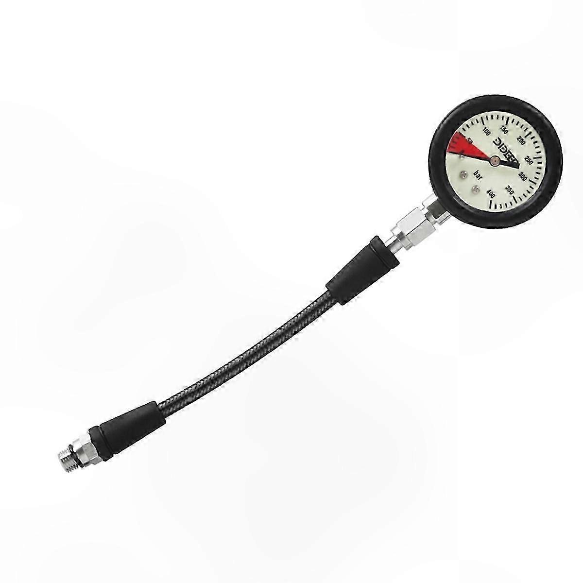 Diving Pressure Gauge with Carbon Fiber Hose 15cm Residual Measurement Tool