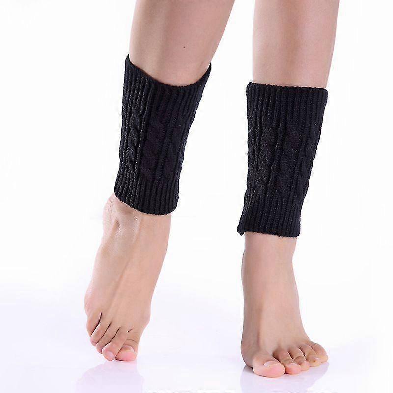 Black linen pattern short socks autumn and winter wool knitted warm 3-pack