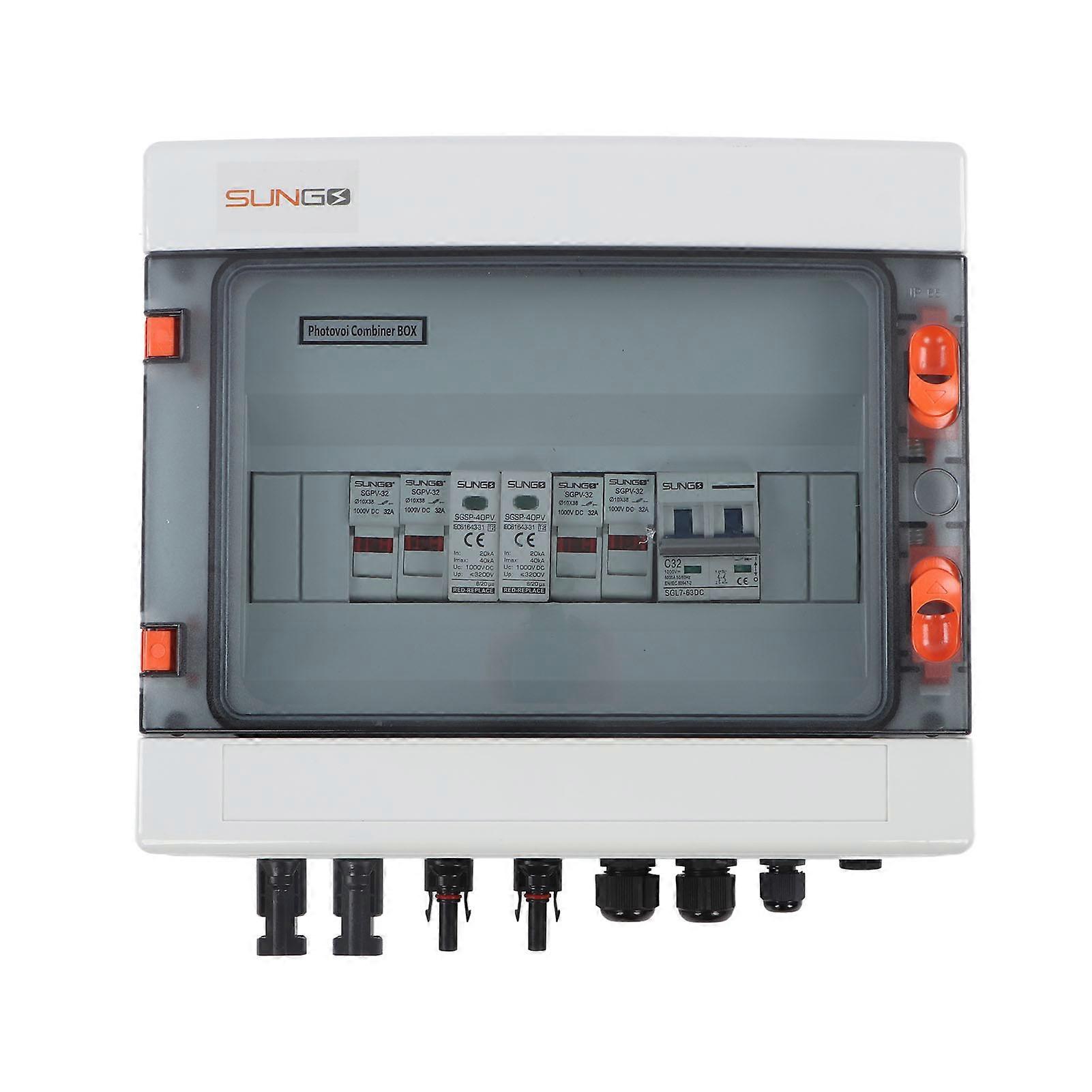 Coffret de combinaison PV solaire 2 entrées 1 sortie 1000 V 32 A IP65 étanche pour système de panneaux extérieurs