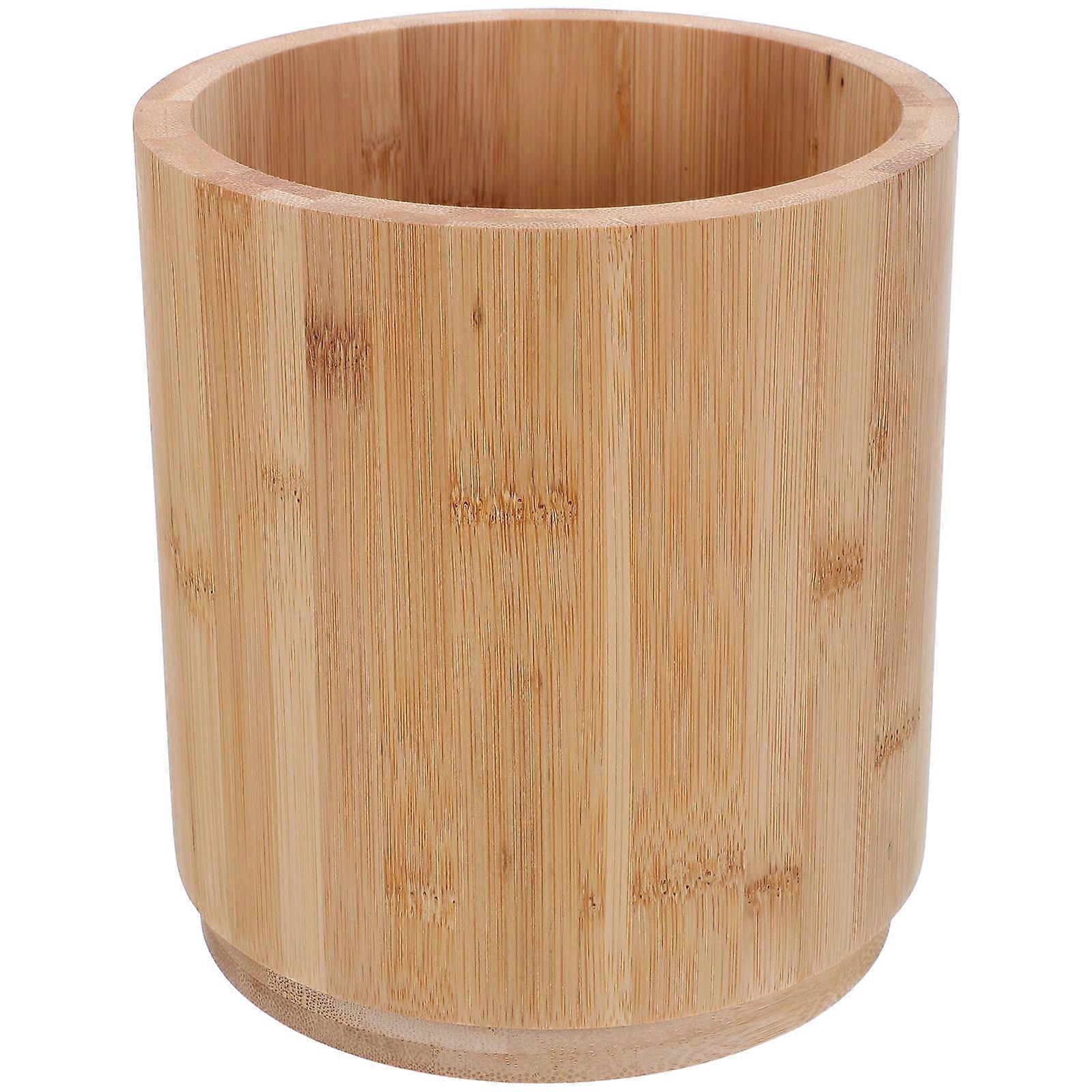 Bamboo Utensil Holder Rotating Kitchen Organizer for Countertop 2Pcs