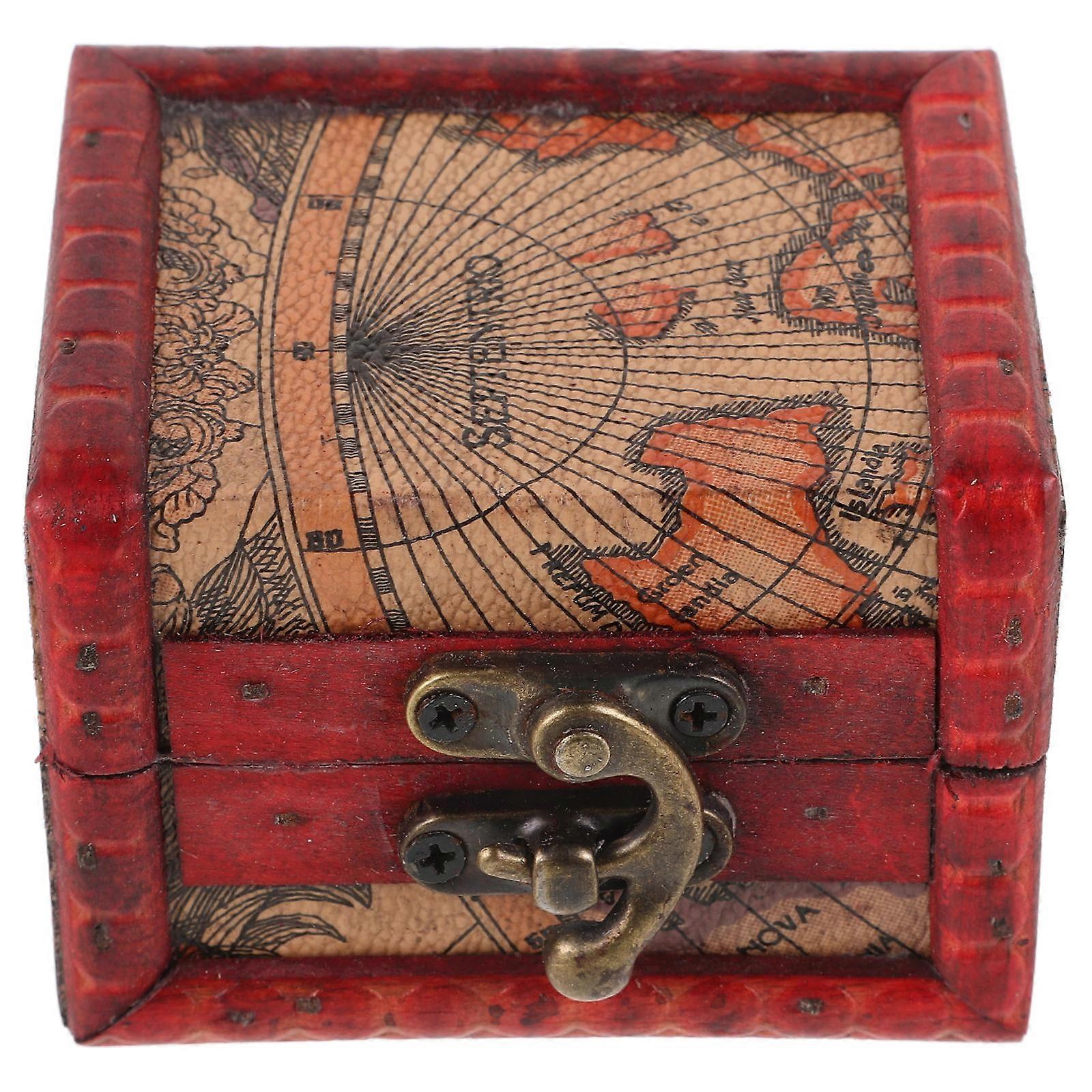 Wooden Keepsake Box with Map Design for Jewelry Storage 3Pcs
