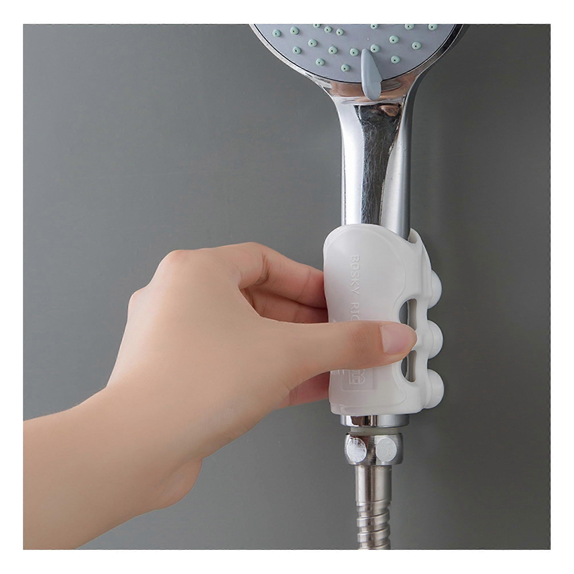 Shower Suction Cup Universal Shower Head Bracket NoDrill NoPunch Mount Movable And Fixed Seat Silicone White Model 188