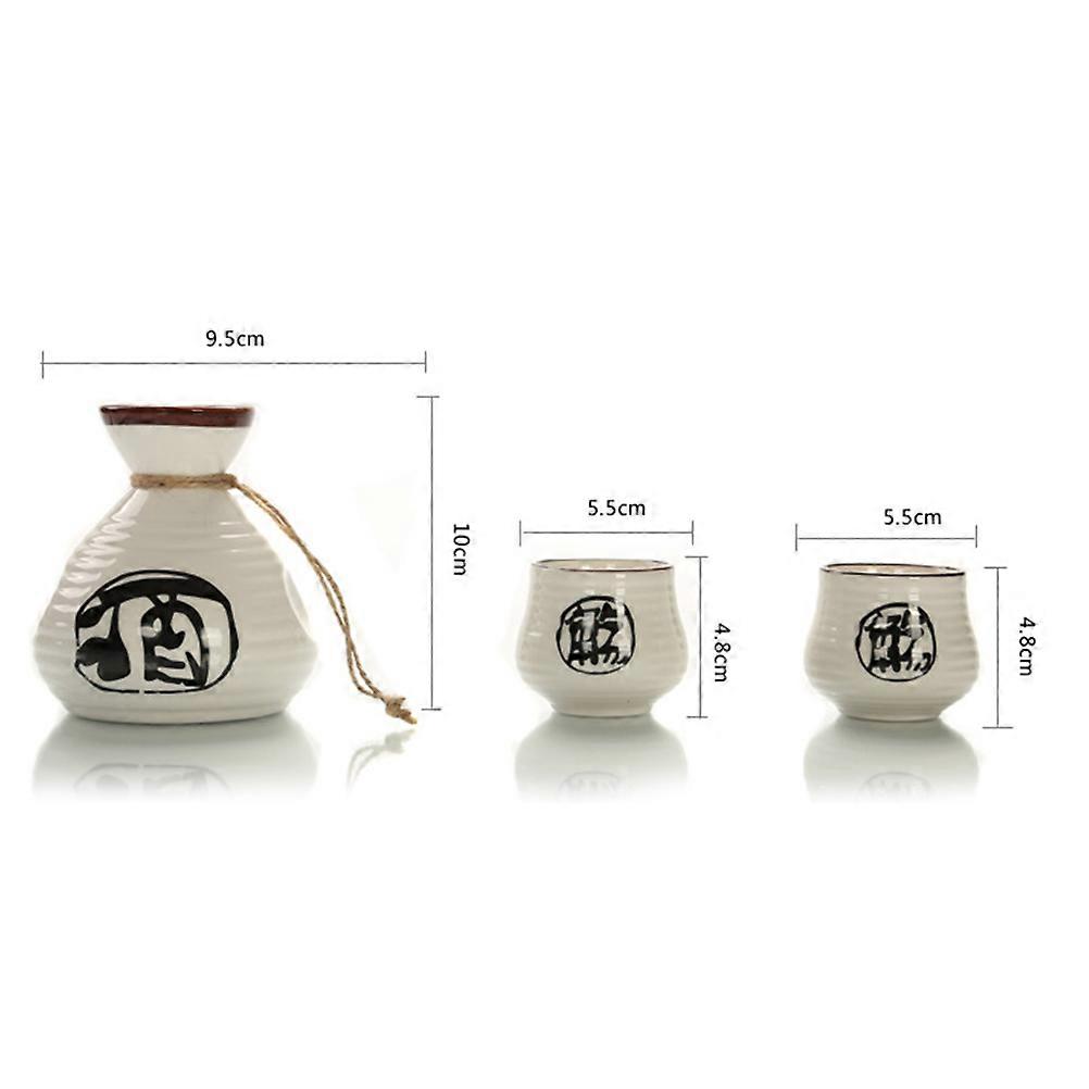 Ceramic Sake Set Japanese Style Kanji Calligraphy Serving Set