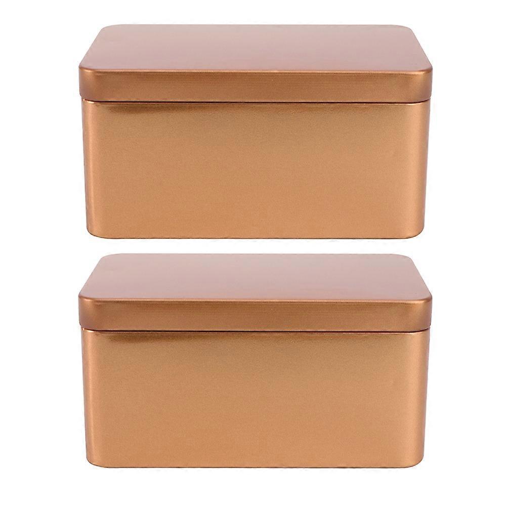 Tea Box Golden Rectangular Storage Box for Household Use 4 Pieces