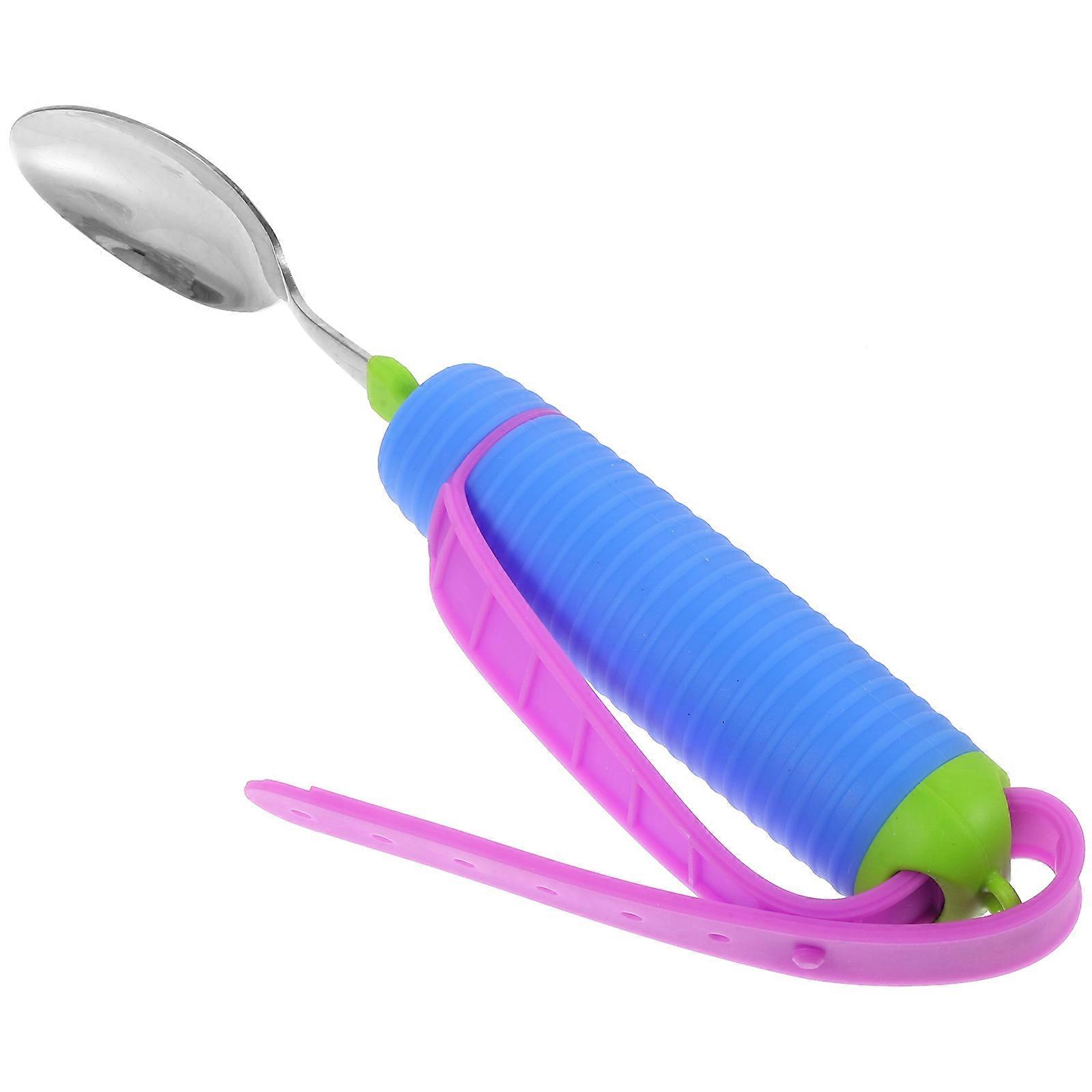 3Pcs Non-Slip Adaptive Spoon Universal Cuff Cutlery Set For Patients With Neurological Dysfunction Portable Safe Use