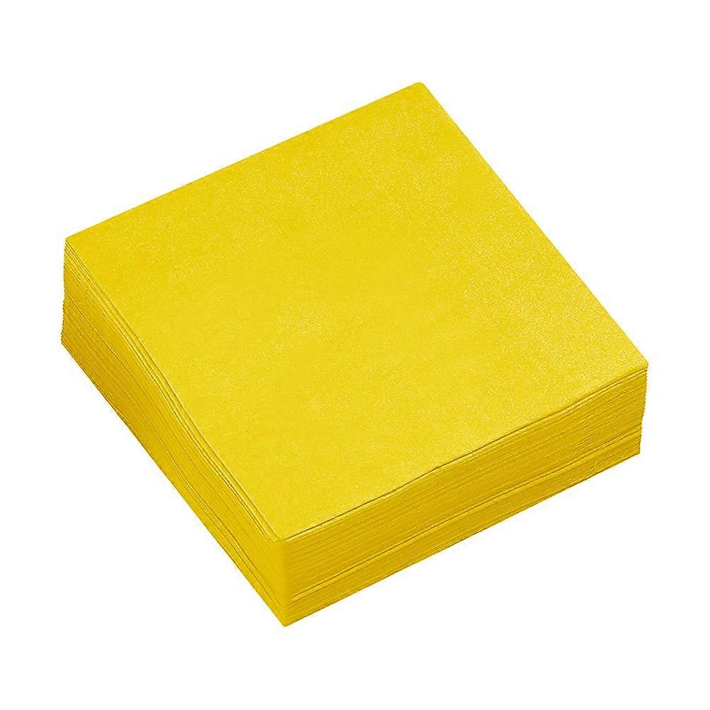 Birthday Party Napkin Bright Yellow Color 16.5x16.5cm Size Table Setting 80Pcs