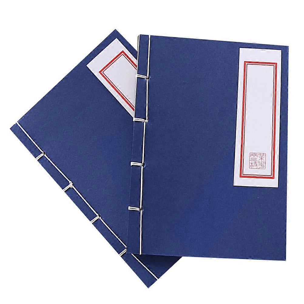 Retro Notepad Handmade Thread Notebook for Diary Use 4Pcs Blue Cover