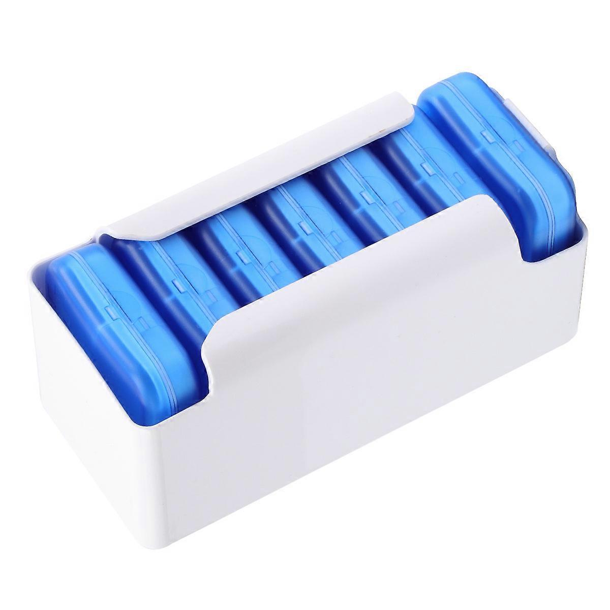 Blue Portable Medicine Storage Case with 28 Grids for 2Sets