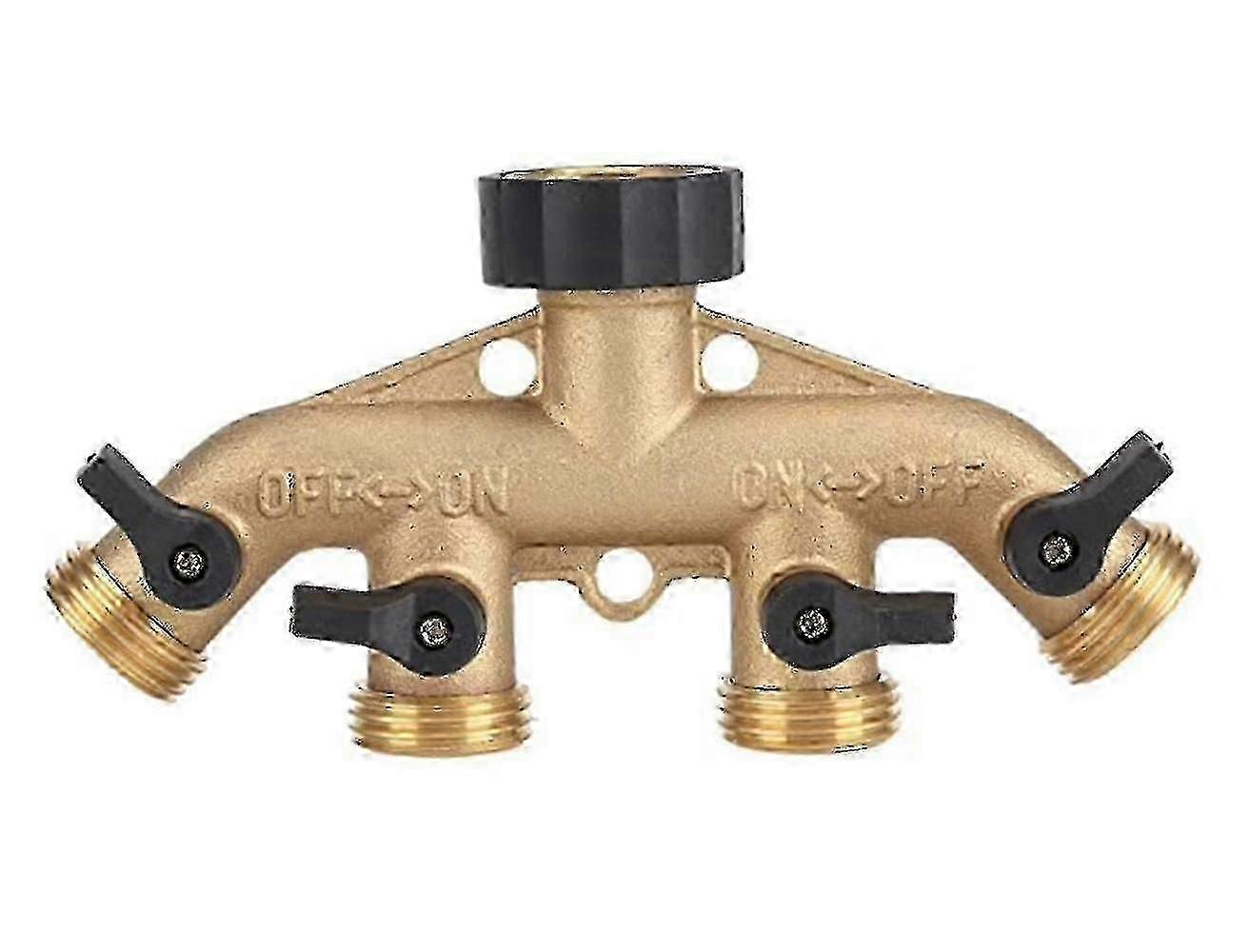 4-Way Brass Garden Hose Splitter Tap for Efficient Water Distribution