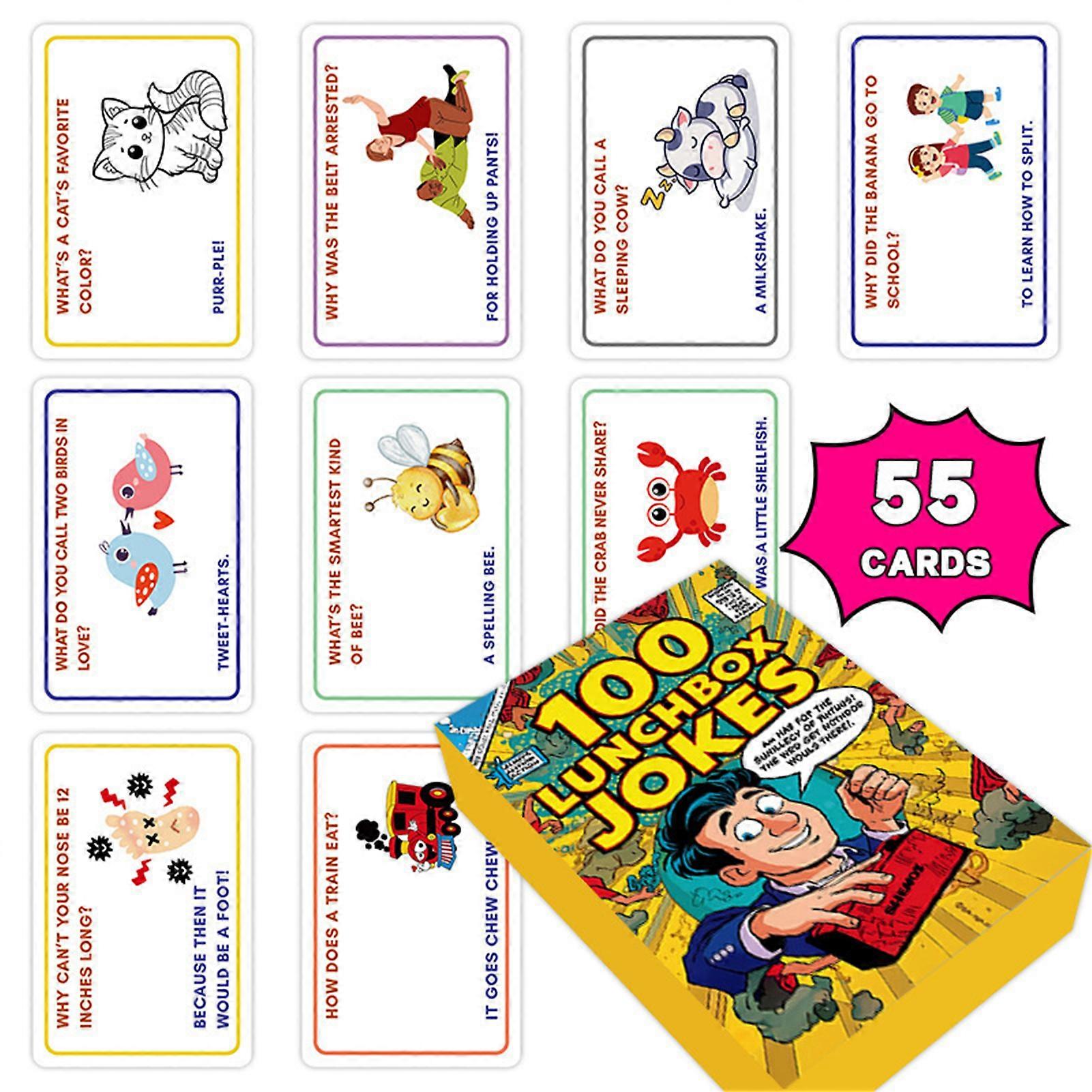 100 Lunchbox Jokes Cards for Kids Bilingual Interactive Game Cards Thick