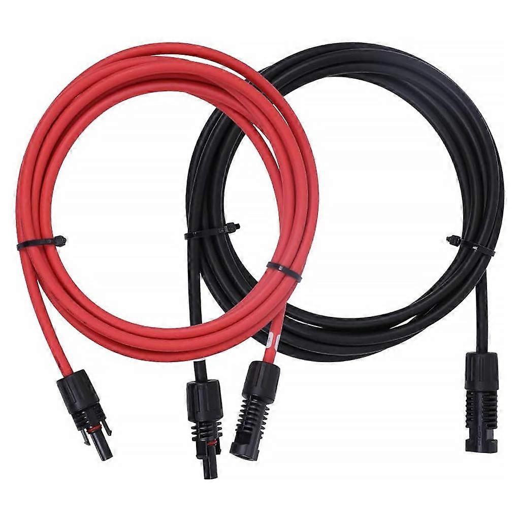 2 Pieces Solar Panel Dustproof Extension Electric Cable 30A Self-locking Extender 10AWG/6mm² Double Layer Insulative